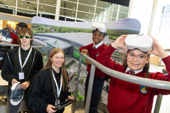 Visitors enjoying Niftylift’s VR experience at MK Innovates STEM Festival 2025. Visitors enjoying Niftylift’s VR experience at MK Innovates STEM Festival 2025.