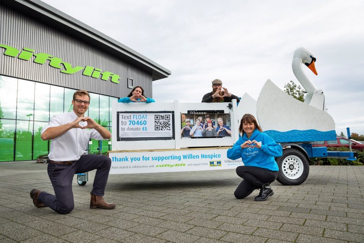 Niftylift's 'Sam the Swan' for Willen Hospice 