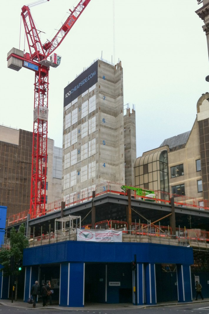 DeckRider® on 100 Cheapside Niftylift DeckRider working on the structural steel construction of 100 Cheapside in the City of London