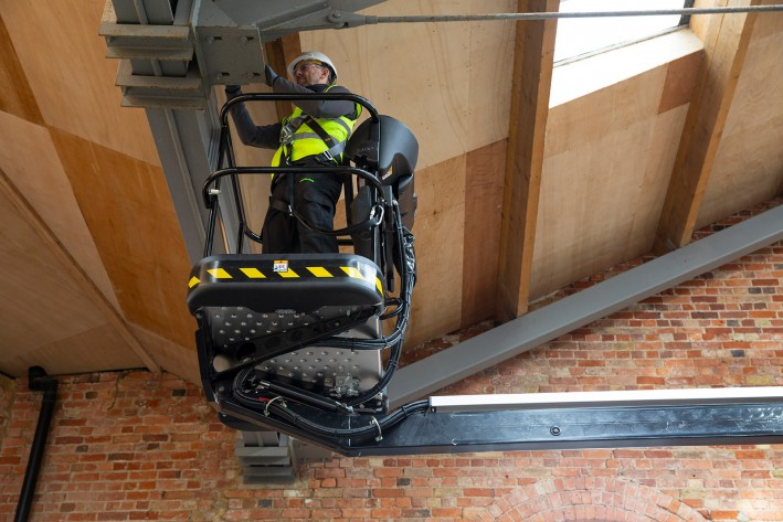 ToughCage and SiOPS safety system Operator working at height in the HR12N MK3 ToughCage.